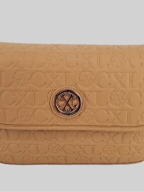 Christian Lacroix Tan Embossed Crossbody with Gold Medallion
